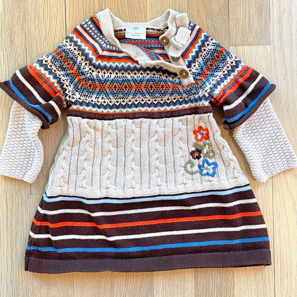 Hanna Andersson Fair Isle Sweater Dress Size 60/3-6 Mos